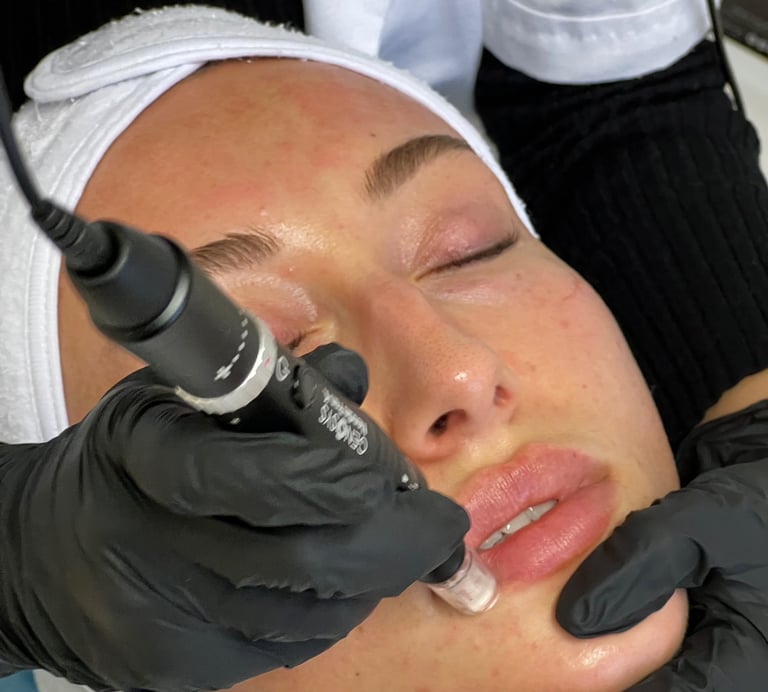 Kvinde modtager behandling hos Skin Room.