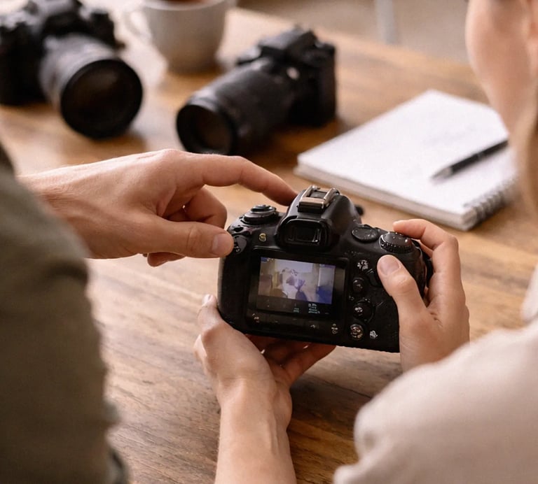 gros plan sur un cours photo