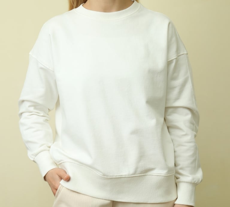 Rongzhiyue: White sweatshirt with elastic hem