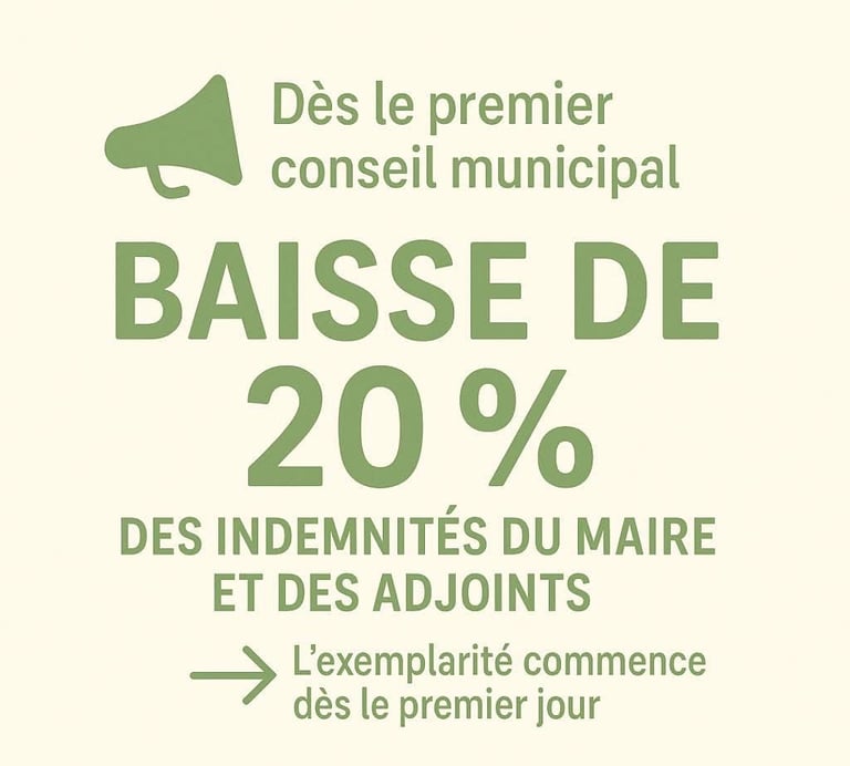 Baisse de 20% des indemnités du maire et des adjoint(e)s