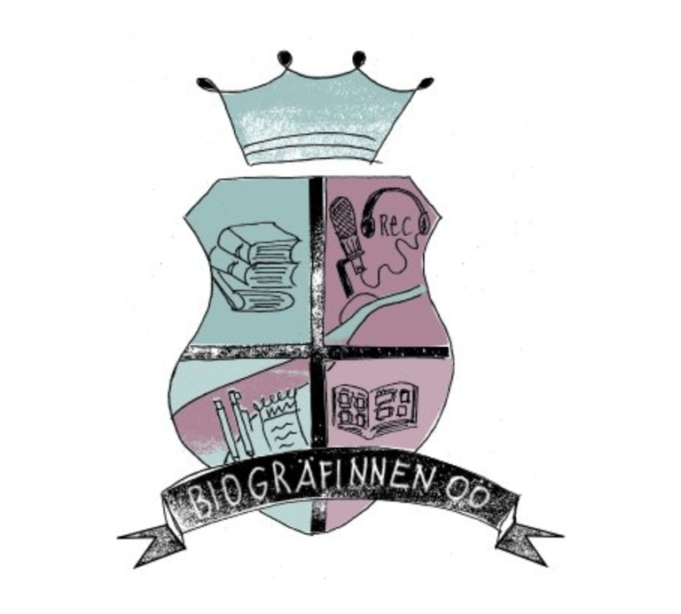 das Logo des Zusammenschlusses der Biogräfinnen - gestaltet als Wappen mit 4 Elementen