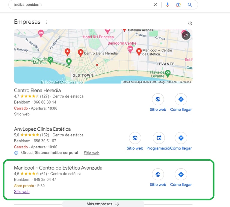 agencia marketing posicionamiento google maps centro estetica benidorm