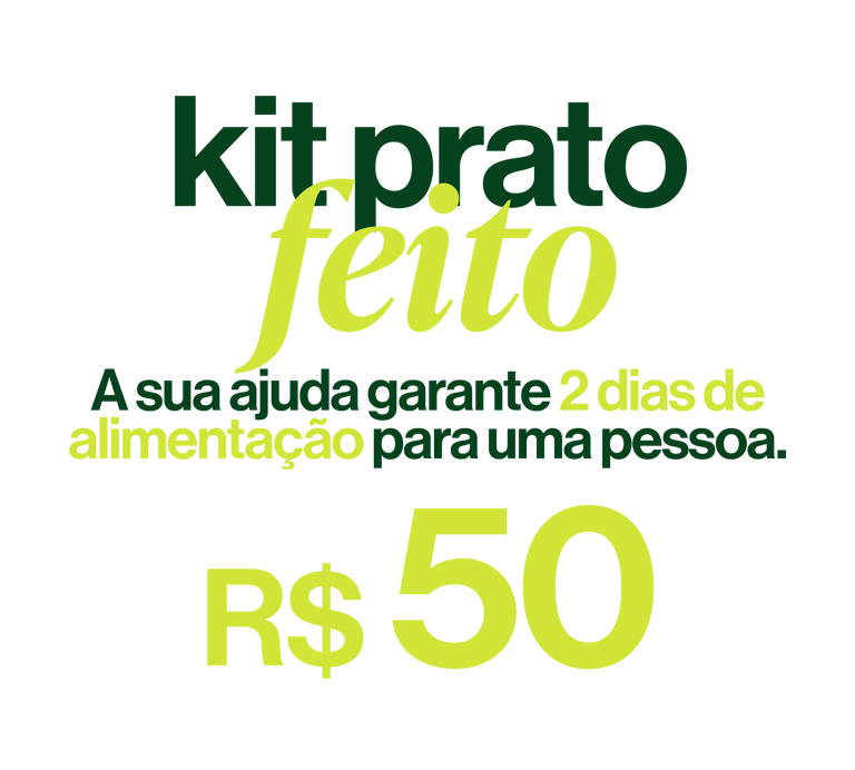Descrição do kit "prato feito", que garante 2 dias de alimentação para uma pessoa por R$50