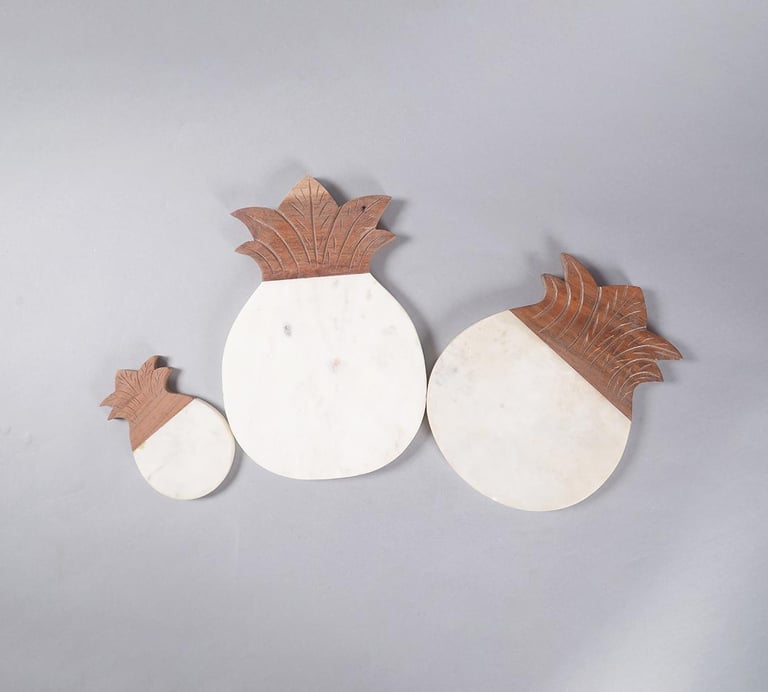 pineapple shape marble and wood chopping board