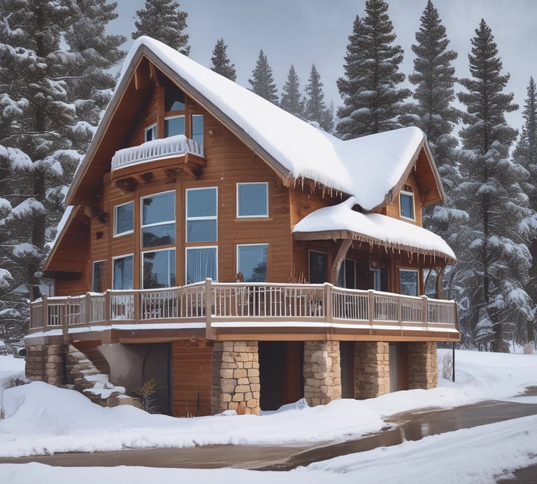 A second home in a mountain community is currently vacant. Snow and ice buildup could cause issues.