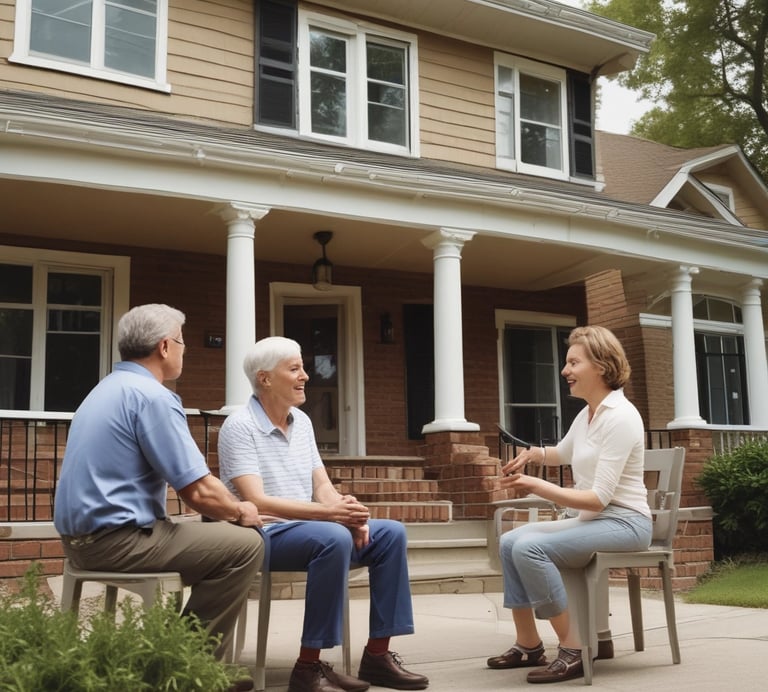 A couple is discussing selling their home with their realtor.