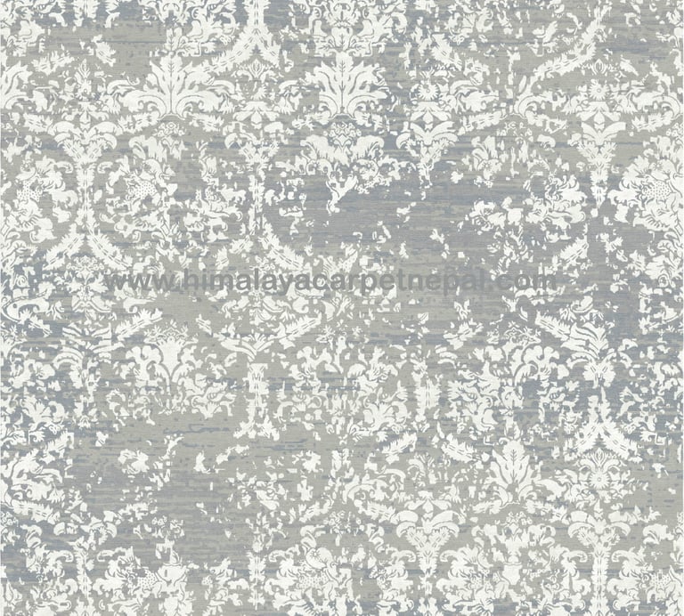 Custom Rugs - Contemporary traditional damask hand-knotted rug with intricate floral patterns