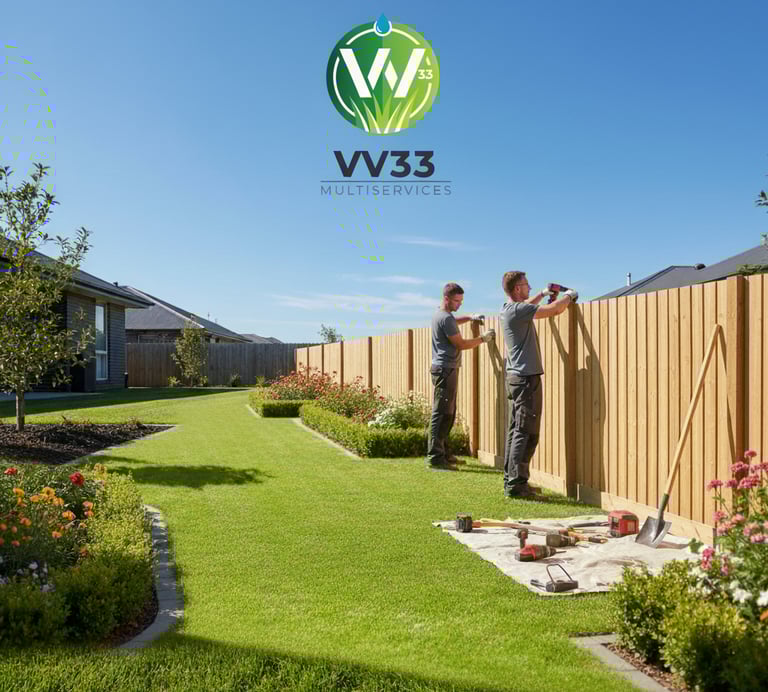 hommes qui montent une cloture