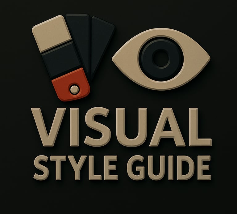 Eye icon and color swatches representing visual style guides for brand consistency in design