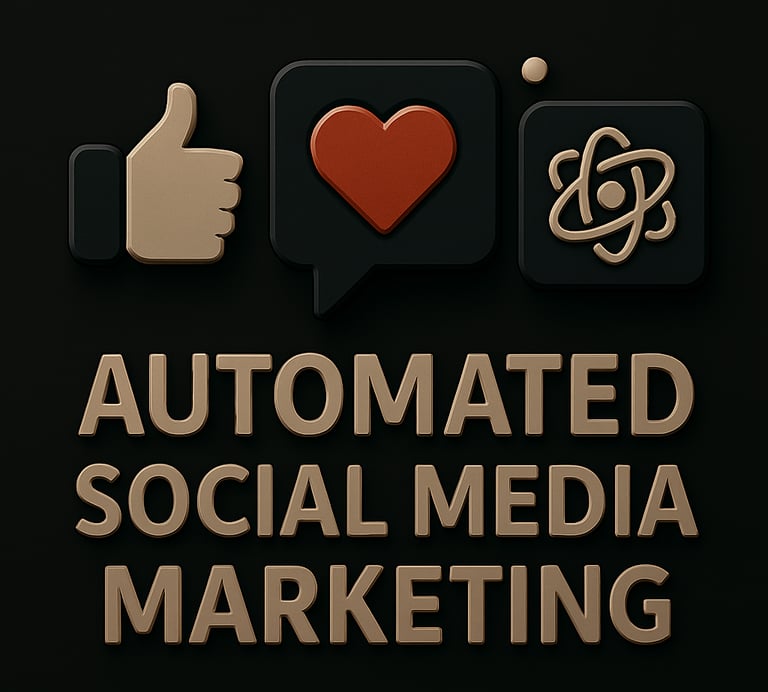 Robot and megaphone icon representing automated social media marketing strategies and content promot