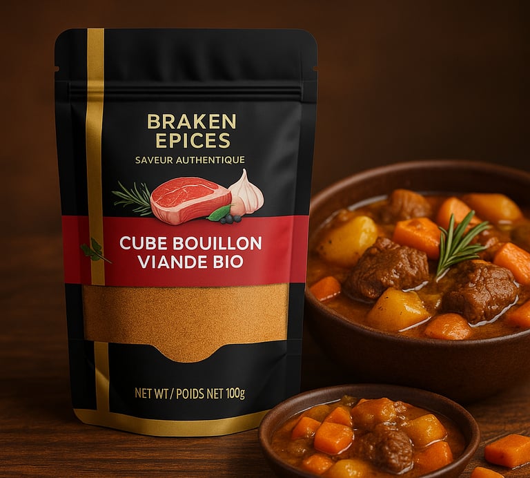 Braken Épices – Cube bouillon viande bio africain, saveurs authentiques du Cameroun