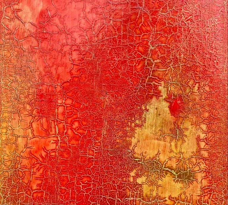 Tableau rouge sur MDF "Incandescence" 