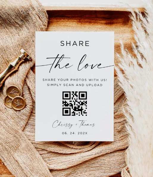 share the love qr code wedding photography card