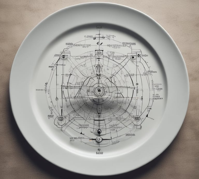 Une assiette avec un dessin d’un diagramme d’un objet circulaire.
