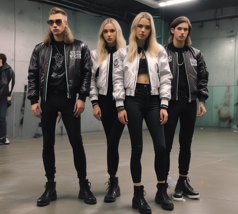 grupo de chicos con su ropa techno rave