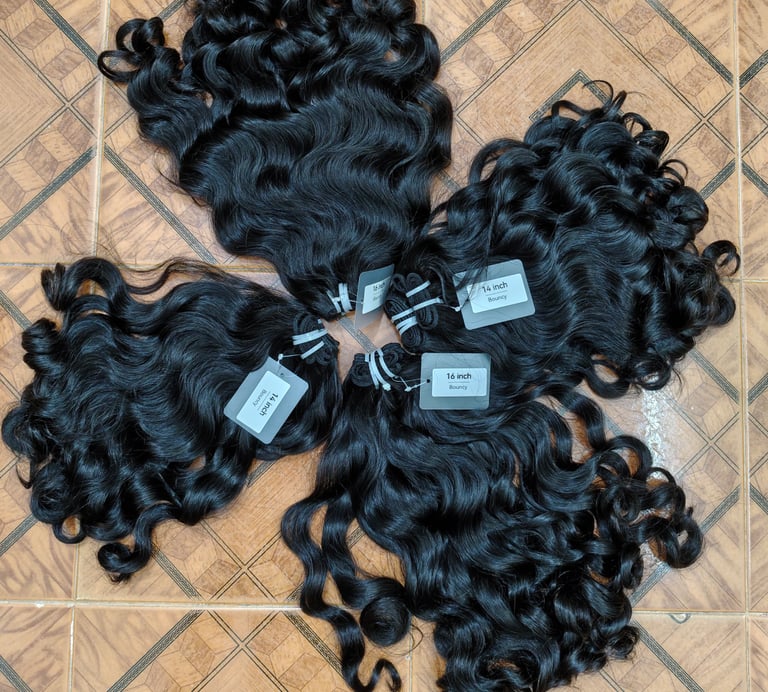 Premium double drawn raw Indian hair bundles with full density