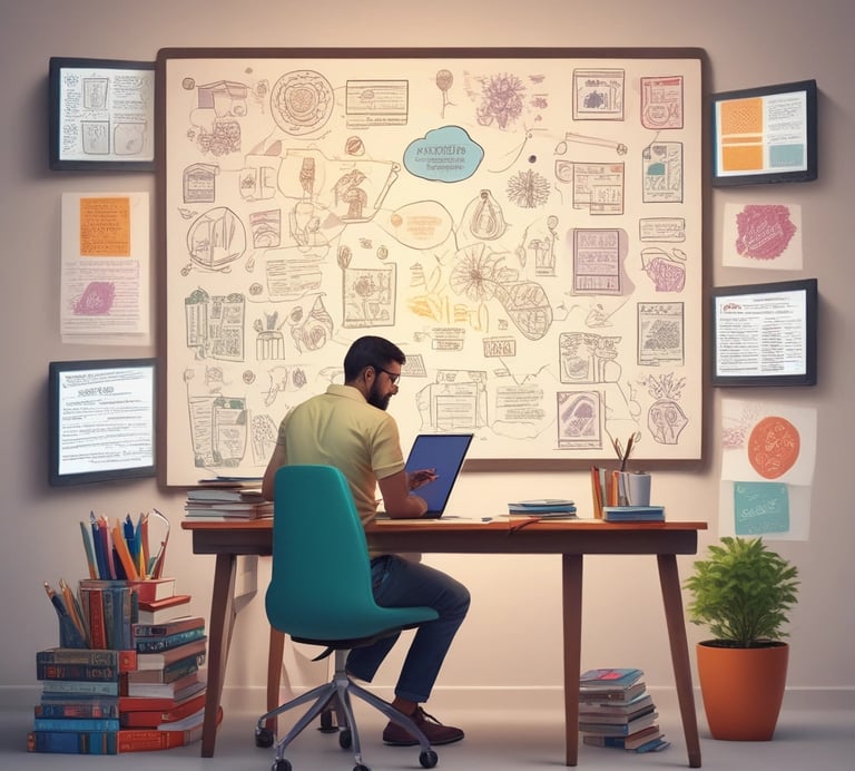 a man sitting at a desk with a laptop computer