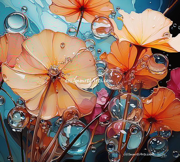 ImmrtlArts : Enchanting Floral Reverie abstract painting