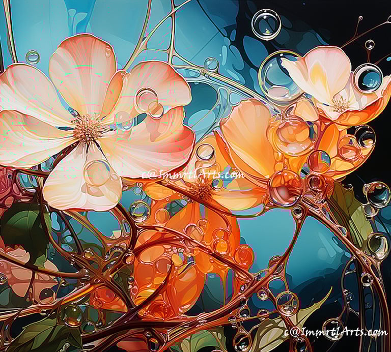 ImmrtlArts : Lustrous Bloom Cascade abstract painting