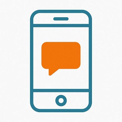 a phone with a speech bubble bubble in the middle of it
