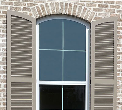 exterior shutter with an arched top