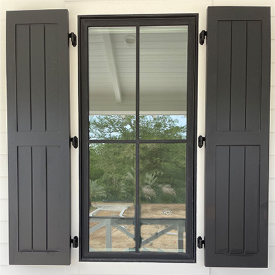 horizonal flat panel exterior shutters