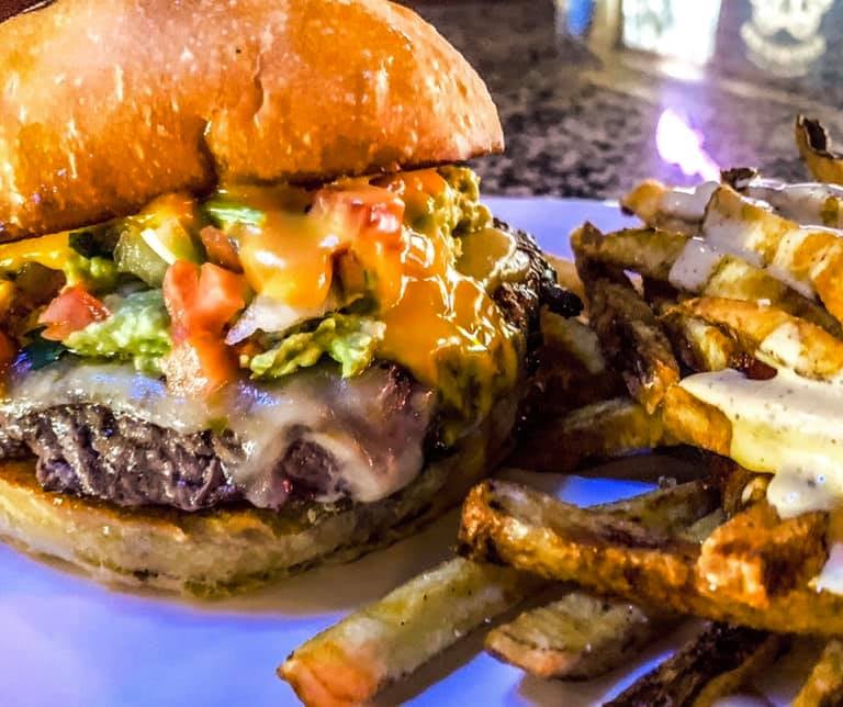 a hamburger and fries