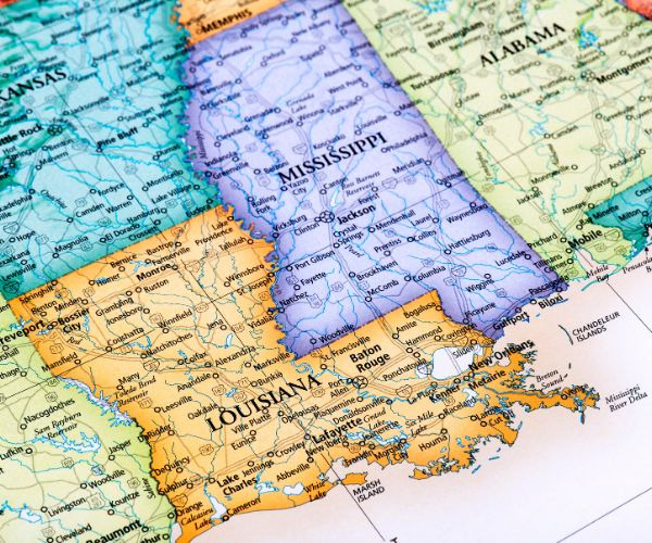 a map of the state of Louisiana