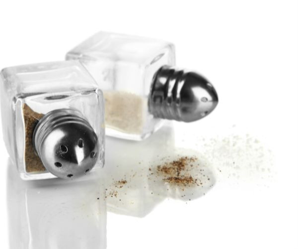 Black Pepper & white pepper in shakers