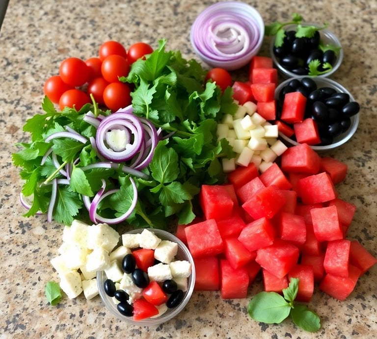 Ingredients for Watermelon Salad with Feta