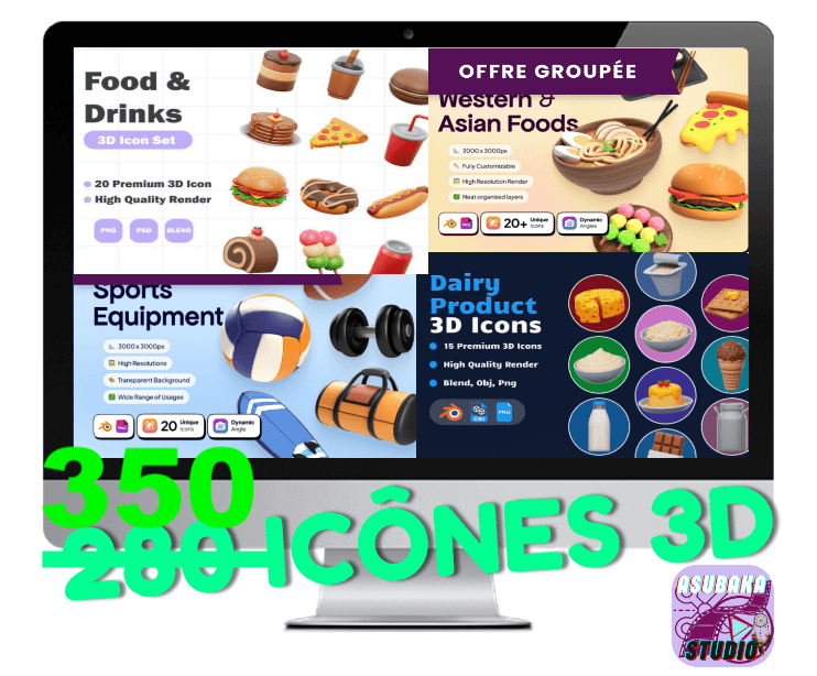 350 icones 3D