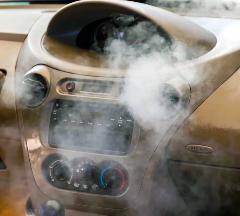 Sanitizing and disinfecting the car vents using steam