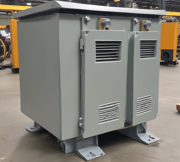 Medium voltage transformer station outdoors.