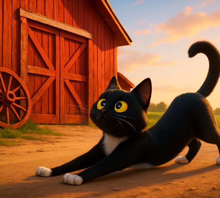 Animated cat character Nuna from Barnyard Buddies teaching shapes and colors.
