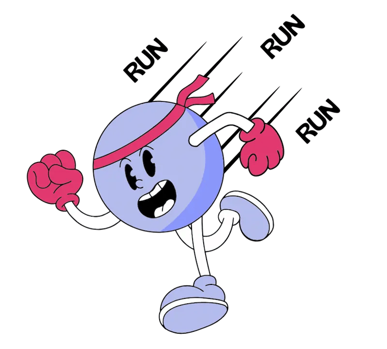 Mascota Talenty corriendo estilo cartoon
