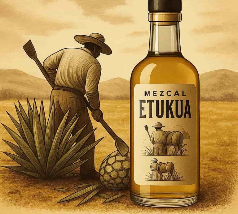 Jimador cortando hojas de agave con coa en proceso tradicional de elaboración de mezcal