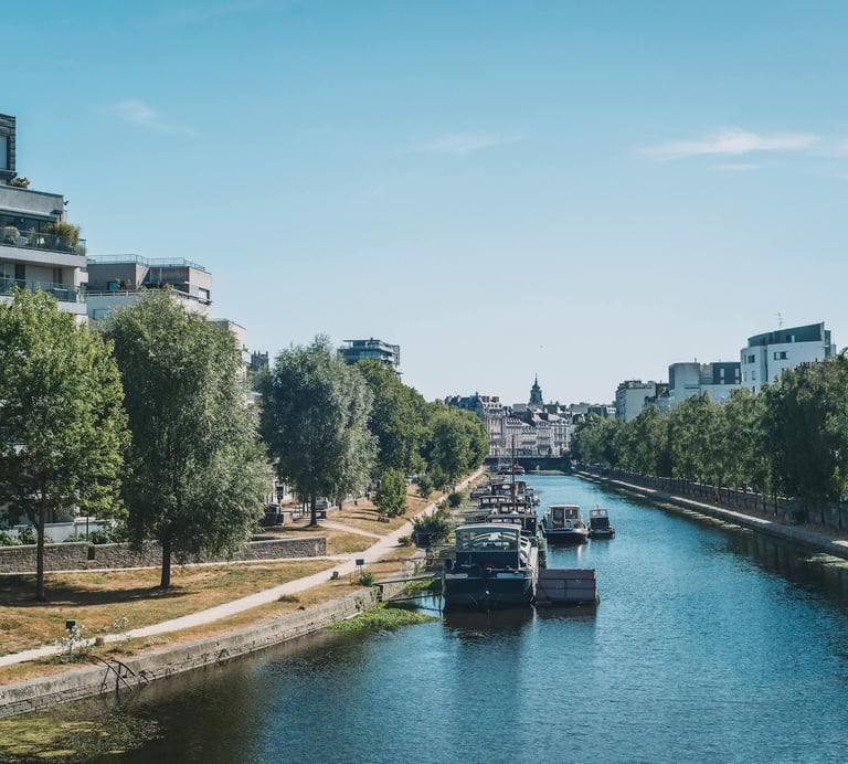 Fleuve la vilaine de la ville de rennes en bretagne