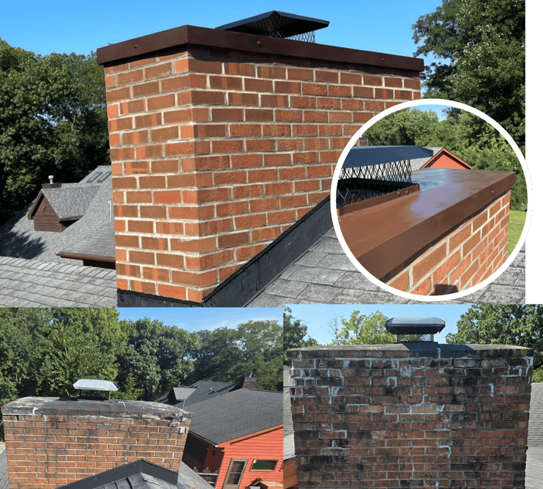 "Complete reconstruction of a damaged chimney by Profaster in Des Moines."