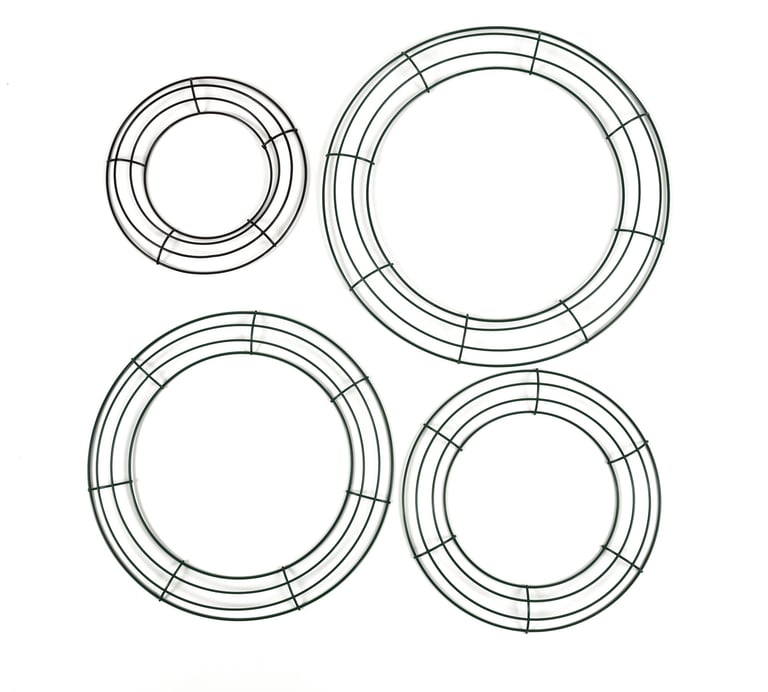 Round wire wreath frame for creating custom holiday wreaths, made of durable metal with a sturdy cir
