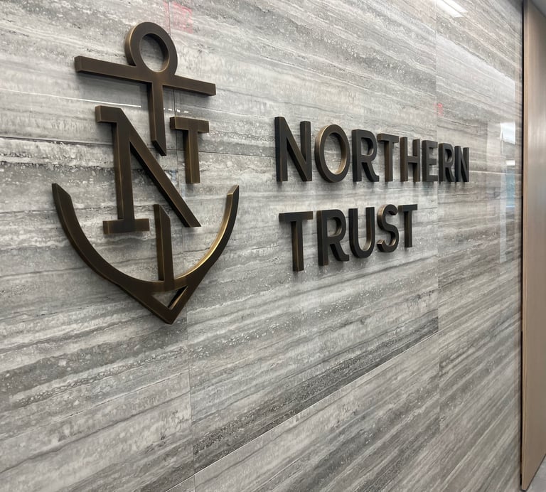 Interior custom bronze logo