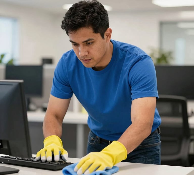 a women cleaning