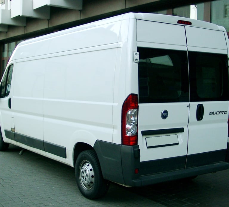 A freshly painted Ducato campervan, ready for customization