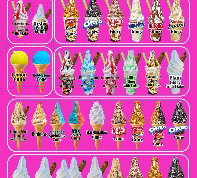 ice cream menu