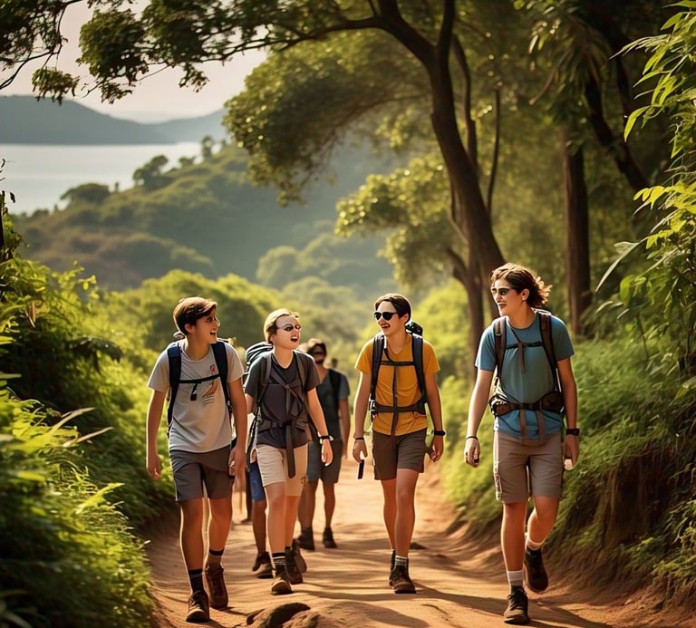 trekking on hilly paths
