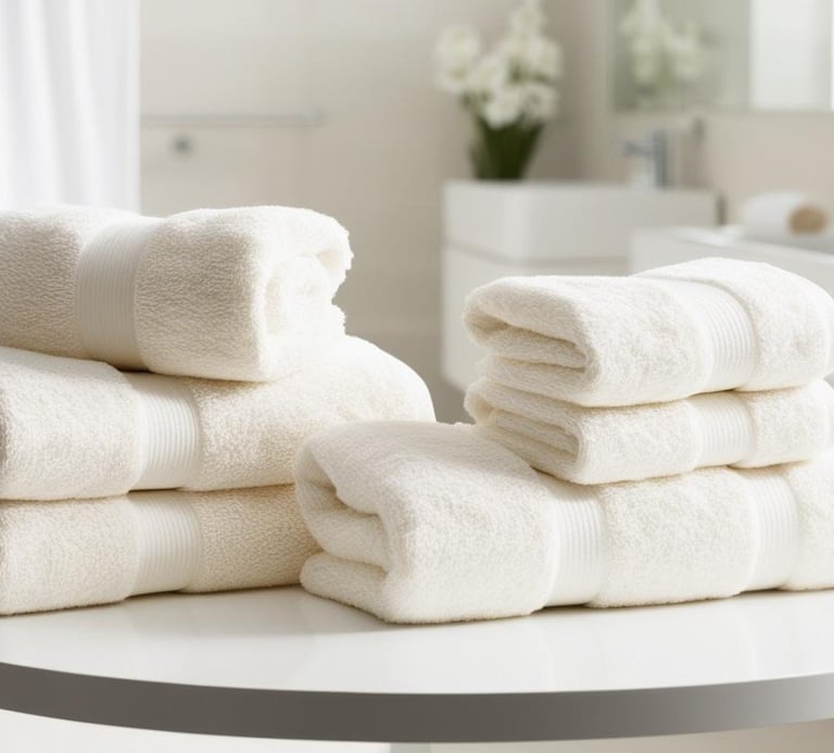 a stack of towels and towels on a table