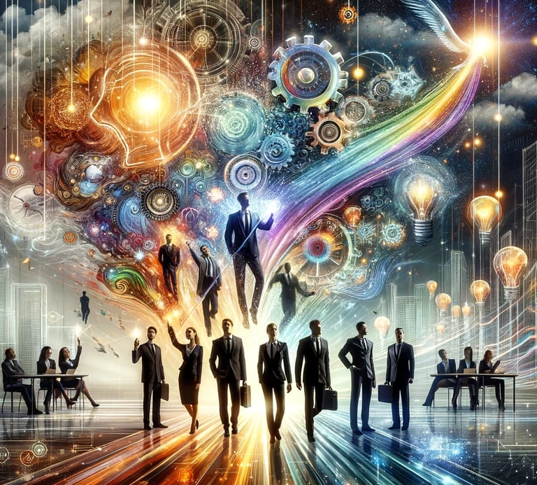 Business people rasing new knowledge and success