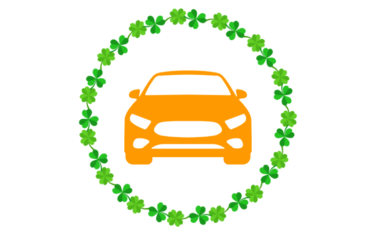 Car icon inside of clover border