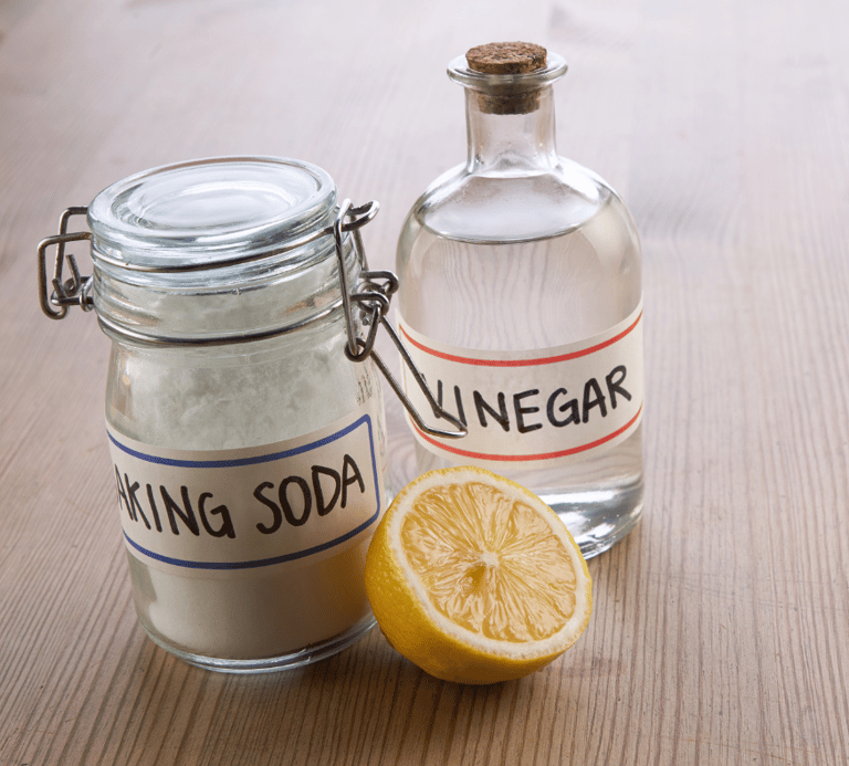 a bottle of vinegar and baking soda