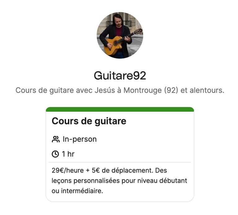 Réservation de cours de guitare