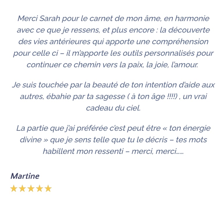témoignage Sarah Divine carnet ame